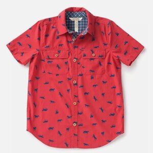 Matilda Jane HORSING AROUND Red Cotton Short Sleeve Button Down NWT Men's Large